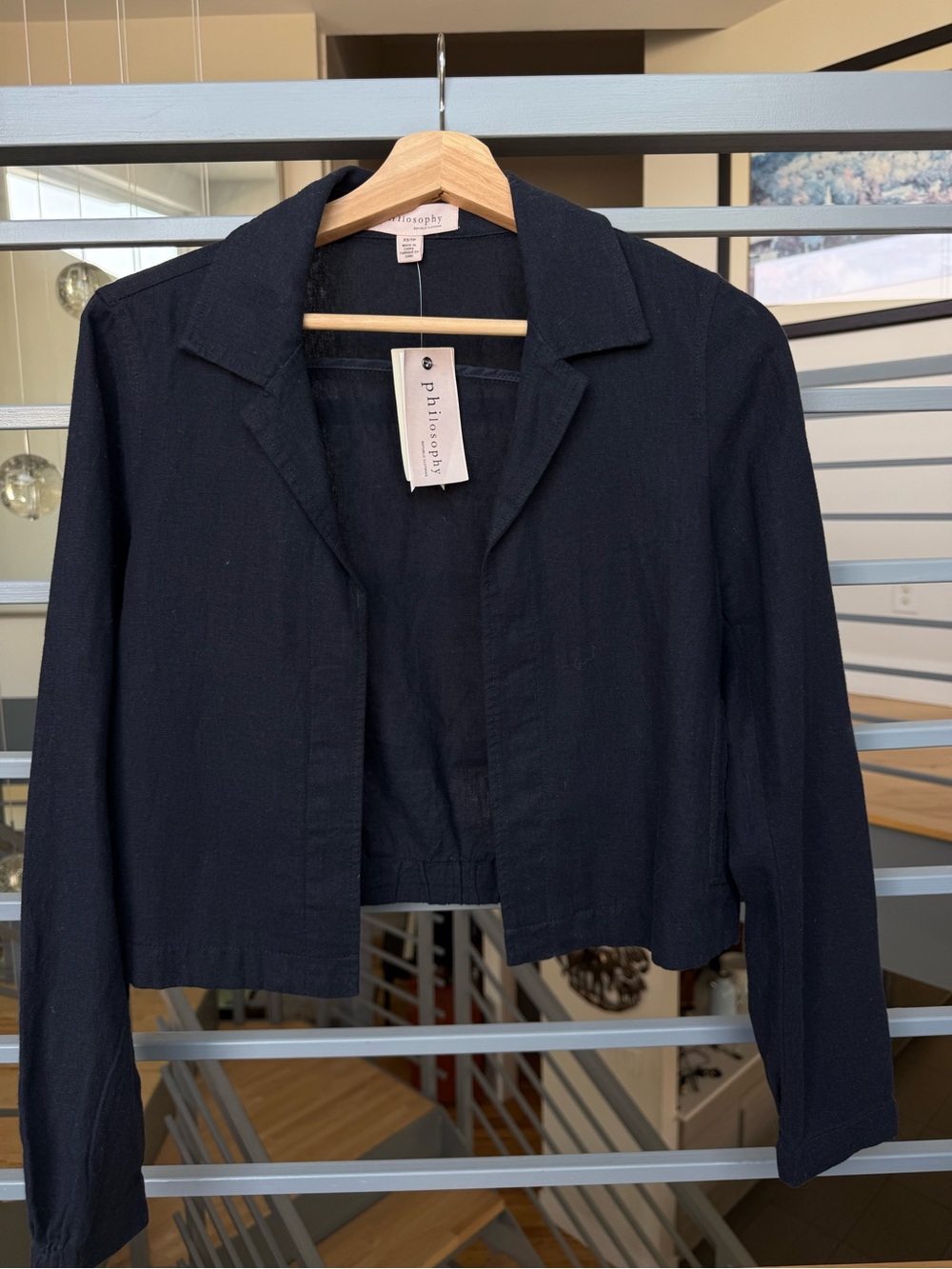 NWT philosophy navy cropped blazer jacket